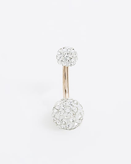 Rose Gold Diamante Belly Bar