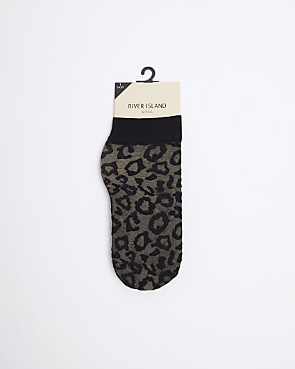 Black sheer leopard print socks