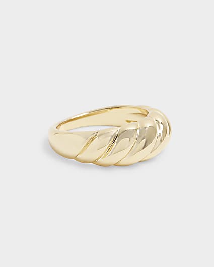 Gold Plated Textured Band Ring