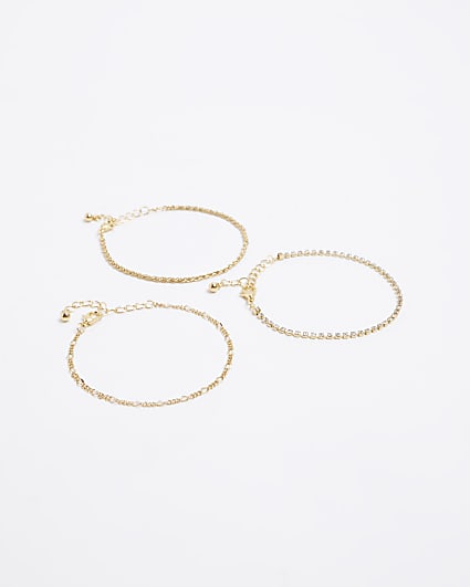 Gold plated chain bracelet multipack