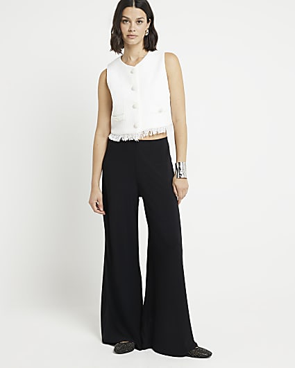 Black Wide Leg Smart Trousers