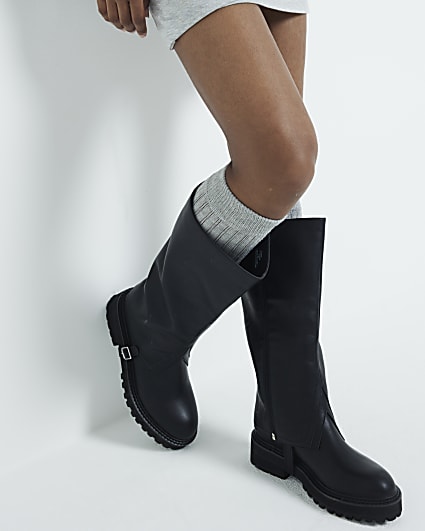 Black Detachable High Leg Boots