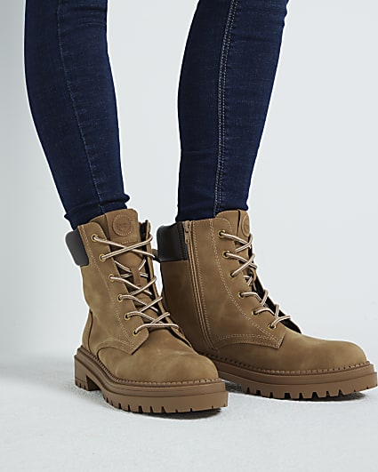 Tan Lace Up Hiker Boots