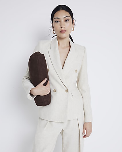 Beige linen blend blazer