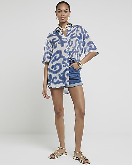 Blue abstract print shirt