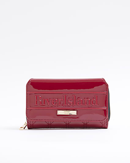 Red patent embossed quilted purse