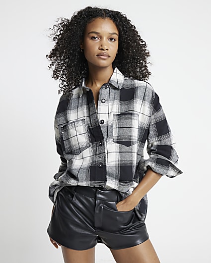 Black Check Longline Shirt