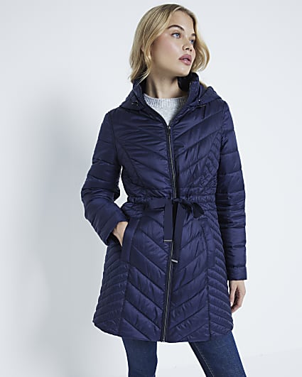 Navy Packable Faux Padded Jacket