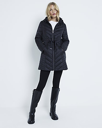 Black Packable Faux Padded Jacket