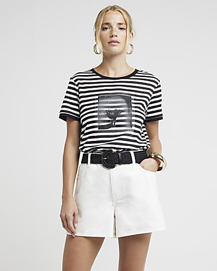 White stripe polaroid graphic t-shirt