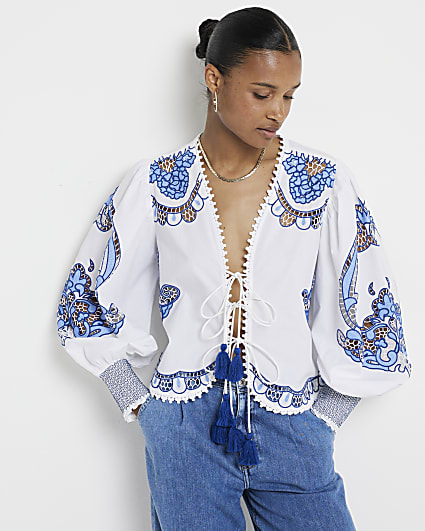 White Broderie Cut Work Blouse