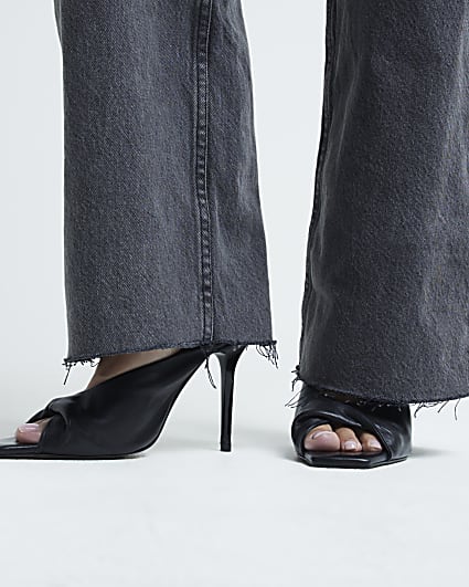 Black Twist High Heeled Mules