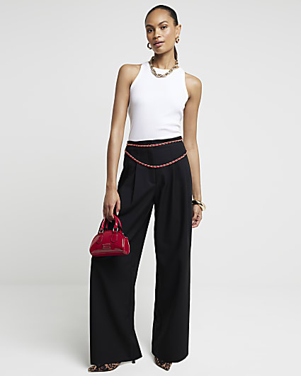 Black high waisted wide leg trousers