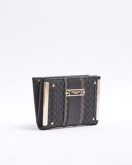 Black embossed RI monogram purse