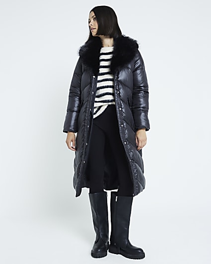 Black padded long line jacket