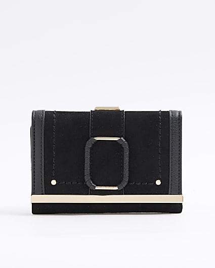 Black suedette buckle purse