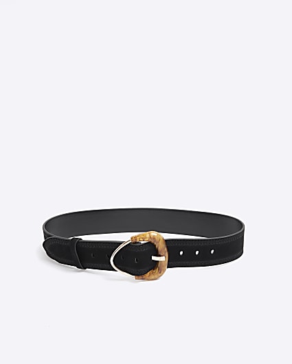 Black Suede Resin Buckle Belt