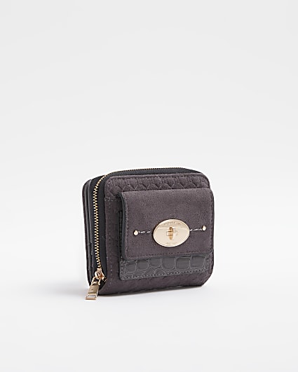 Grey suedette coin purse