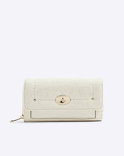 Cream croc embossed purse