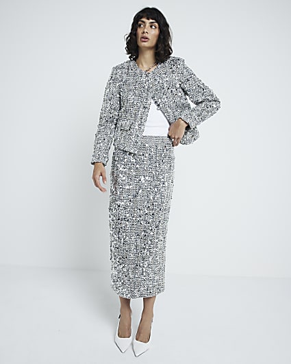 Silver Sequin Boucle Trophy Jacket