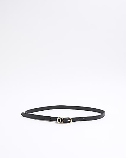 Black Ri Buckle Skinny Belt