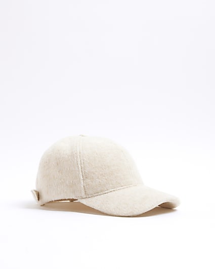 Cream fluffy textured cap