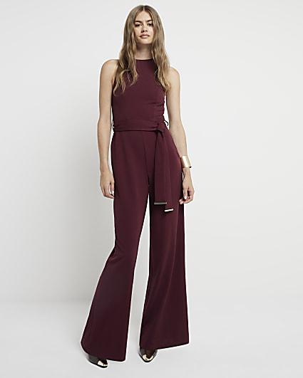 Red Racer Belted Jumpsuit