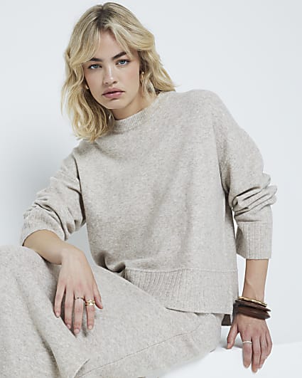 Beige Ribbed Jumper