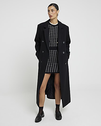 Black boucle check mini skirt