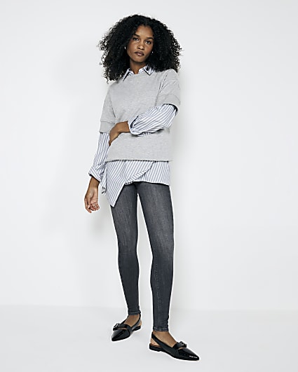 Grey Molly Mid Rise Skinny Jeans