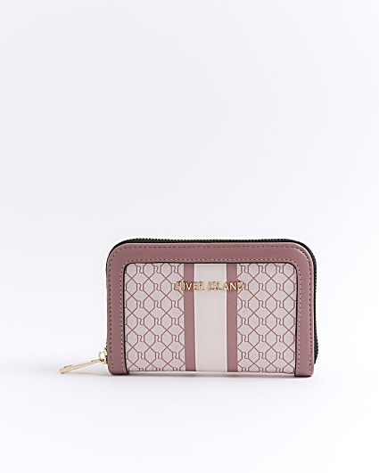 Pink monogram stripe purse