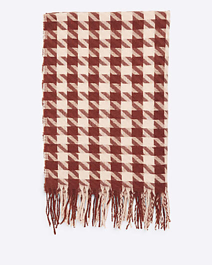 Pink Dogtooth Check Scarf