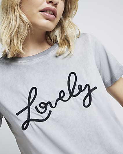 Grey Lovely script t-shirt