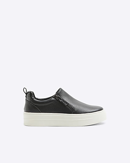 Black Zip Platform Trainers