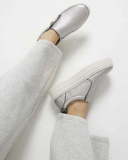 Silver Zip Platform Trainers