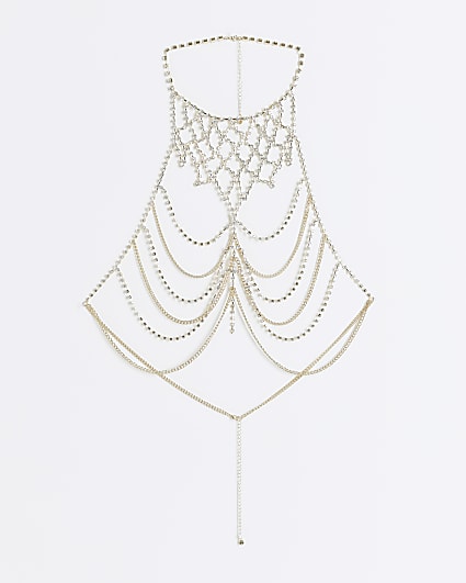 Gold diamante body chain