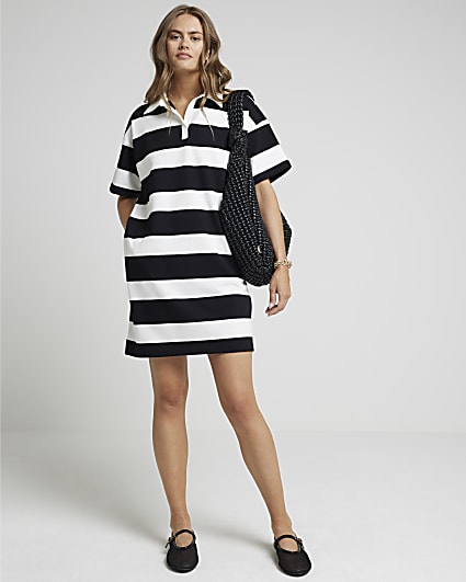 White stripe collared t-shirt mini dress