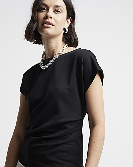 Black ruched side t-shirt