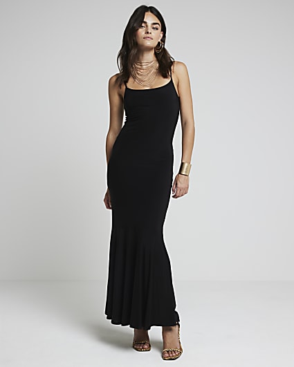 Black slinky bodycon maxi dress