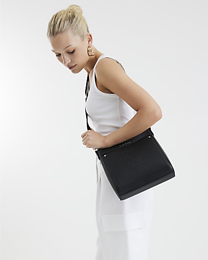 Black RI embossed Cross Body Bag