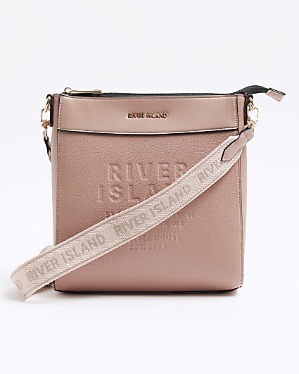 Pink RI embossed cross body bag