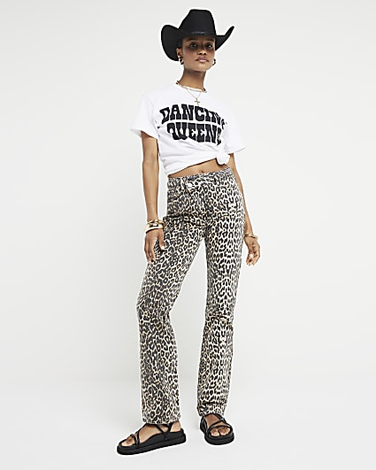 White graphic print boyfriend t-shirt