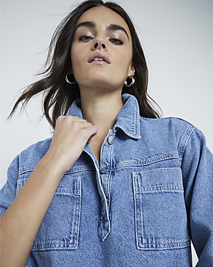 Blue Denim Pocket Detail Shirt