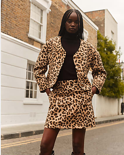 Brown Leopard print Scuplted Jacket