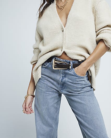 Brown Suede Chunky Buckle Belt