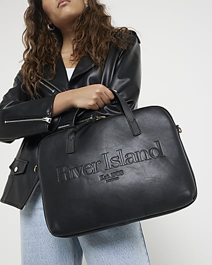 Black embossed laptop bag