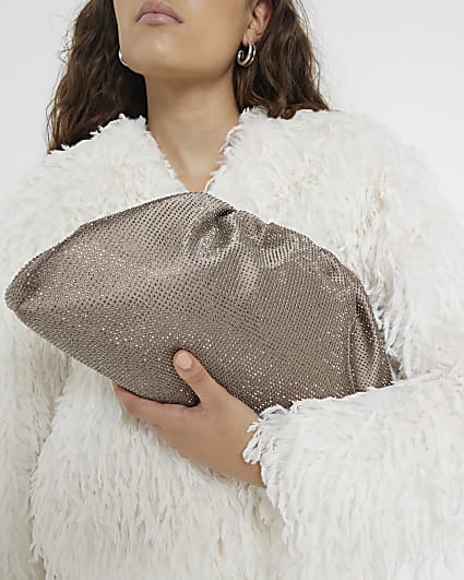 Bronze diamante clutch bag