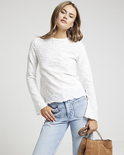 Cream lace long sleeve top