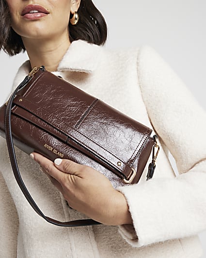 Brown Fold Over Small Clutch Bag