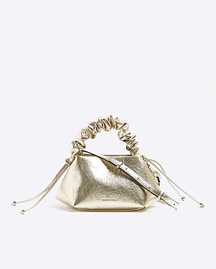 Gold Ruched Handle Cross Body Bag